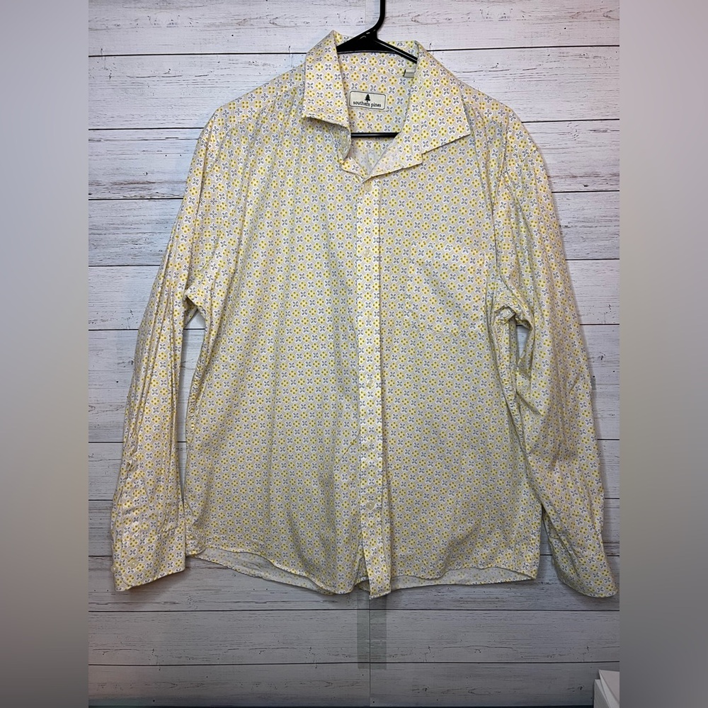 Men’s Southern Pines Tiny Floral Print Long Sleeve Dress Shirt - Size XL